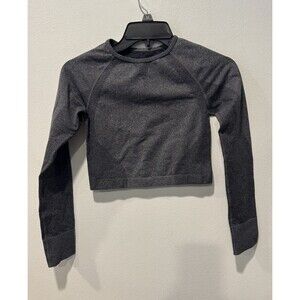 NVGTN Women’s Long Sleeve Gray Cropped Seamless Top Size Small